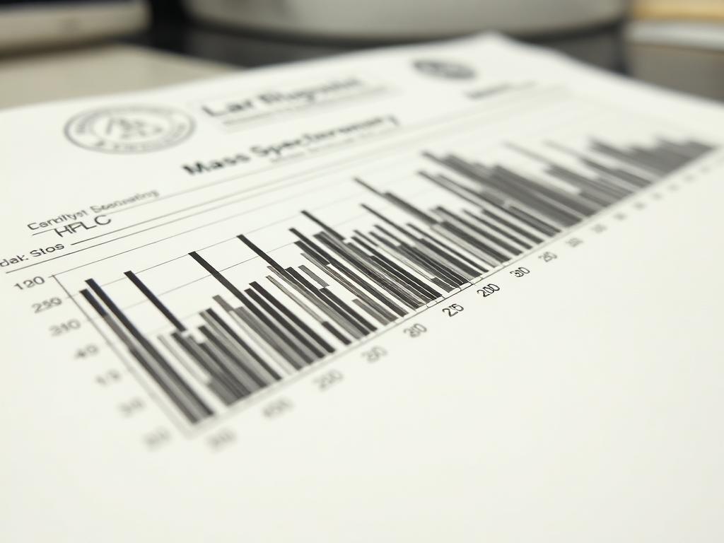 Sample certificate of analysis with HPLC chromatogram